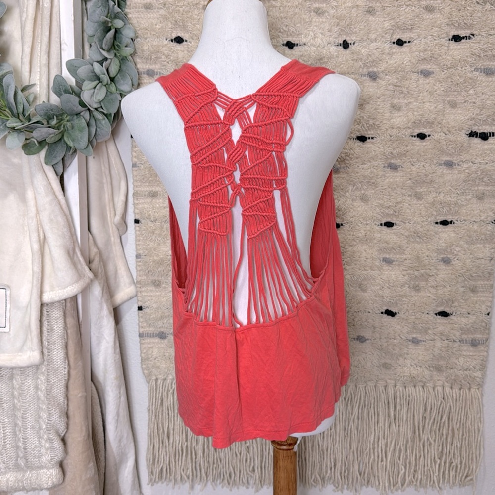 FP Movement by Free People wilder  macrame coral Tank Top size m